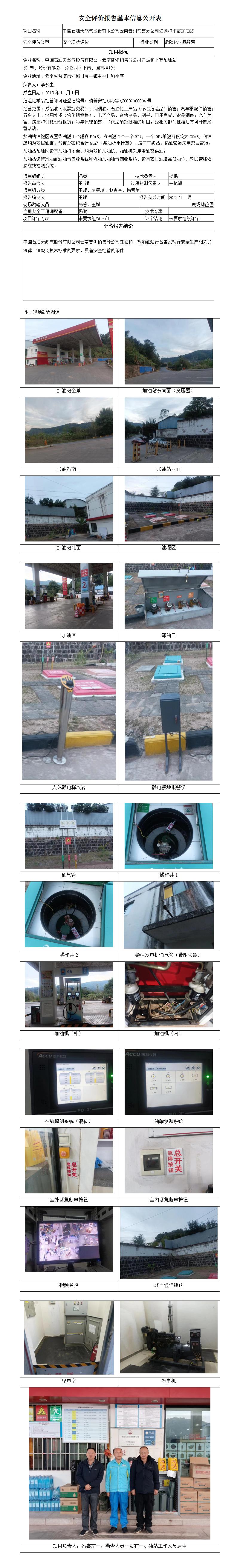 安全評價報告基本信息公開表 (江城和平加油站)